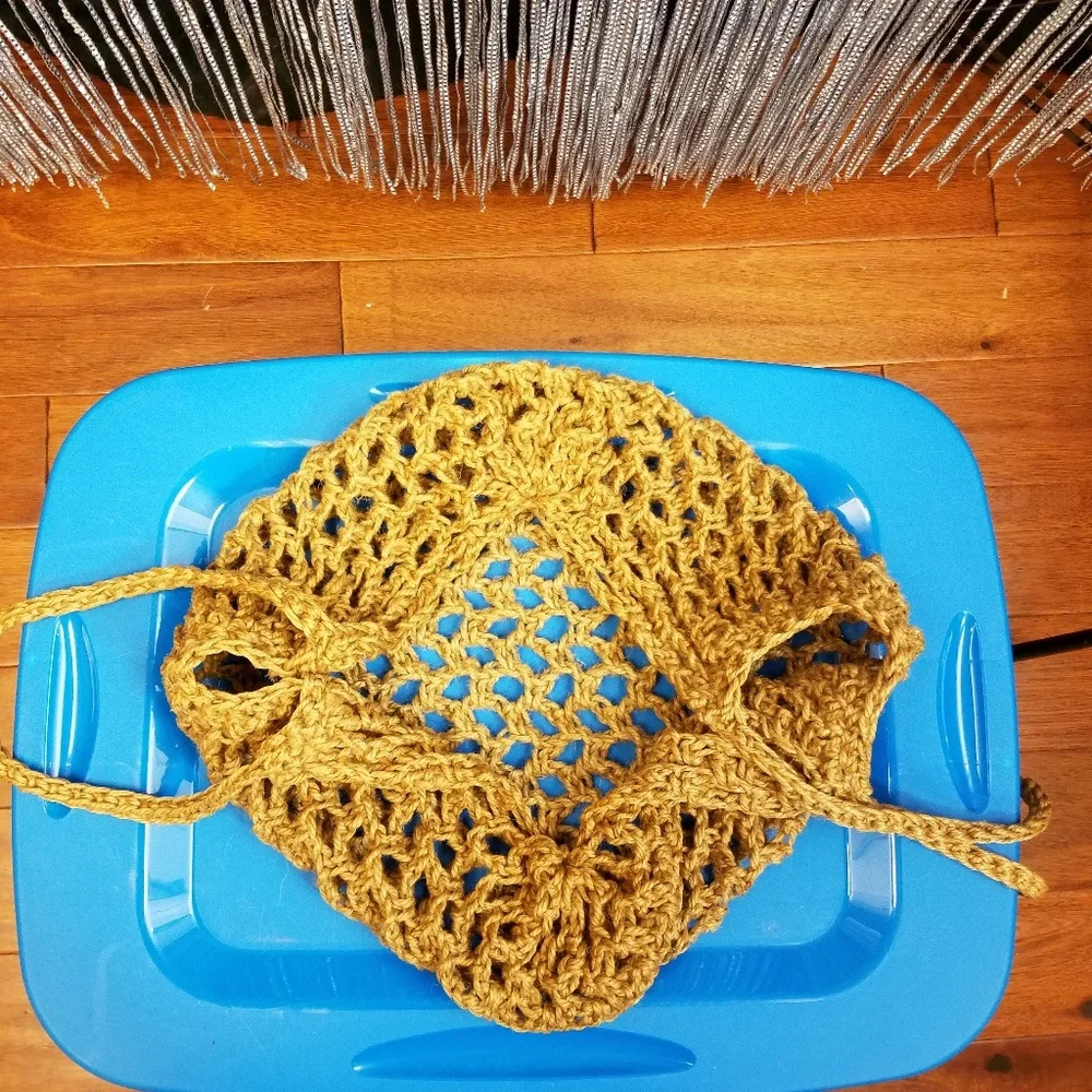 Homemade boho hippie macrame bag